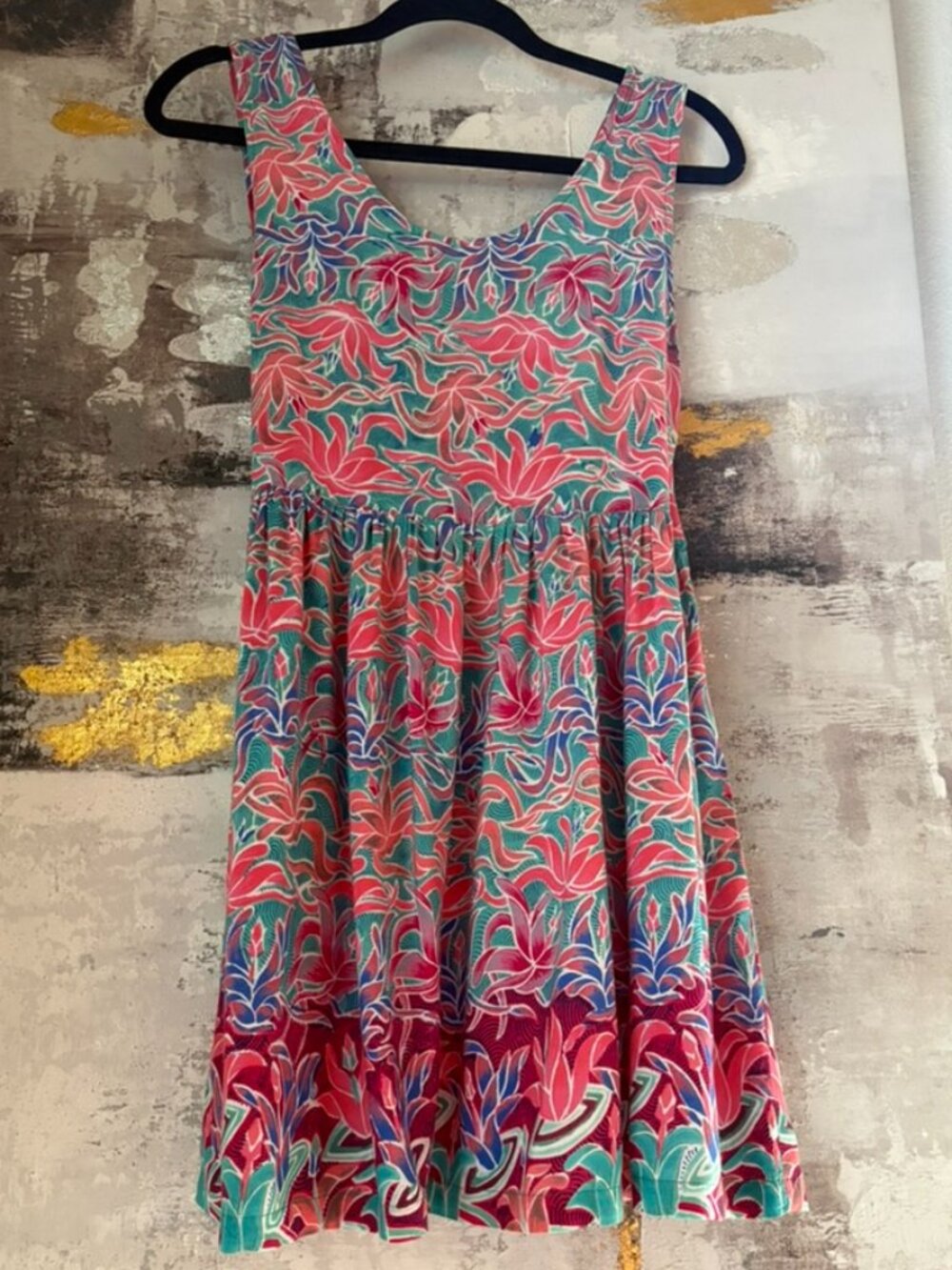 Vintage Rainbow Jo Maui Hawaii Tropical Sun Dress